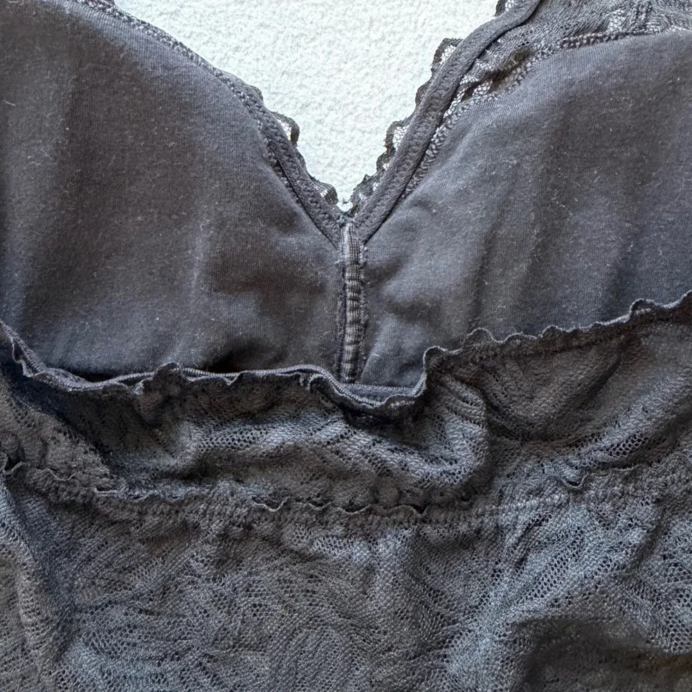 Aerie Firework Lace Padded Halter Bralette Crop Top Floral Romantic Medium Black